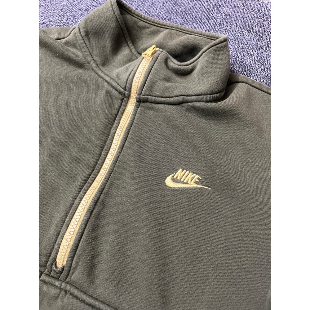Nike Womens Sportswear Fleece Quarter Zip Pullover Olive Green‎ Sweatshirt Small